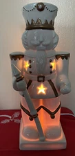 Vintage International Bazaar Lighted Nutcracker Gold & Ivory Porcelain Lamp 12”
