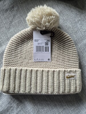 Nike Sportswear Womens One Size Beige /GoldPom Pom Knit
