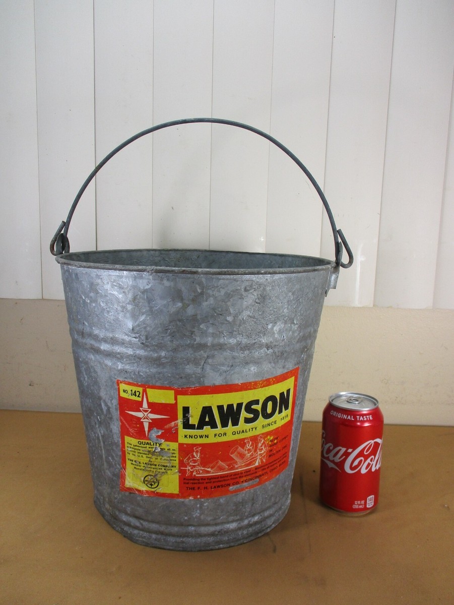Vintage Lawson 14 Quart Galvanized Steel Zinc Bucket Pale No.142 w