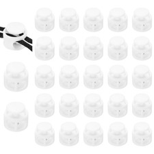 25Pcs Plastic Spring Cord Lock Double Hole Toggle Round Stopper White