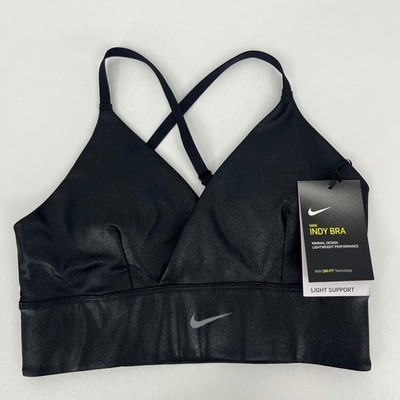 Nike Indy Bra Womens Small Black Metallic Dri-FIT Light Support CT3751-010 NEW