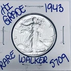1943 WALKING LIBERTY SILVER HALF DOLLAR AUTHENTIC U.S.MINTCOIN FREESHIPPING 5709