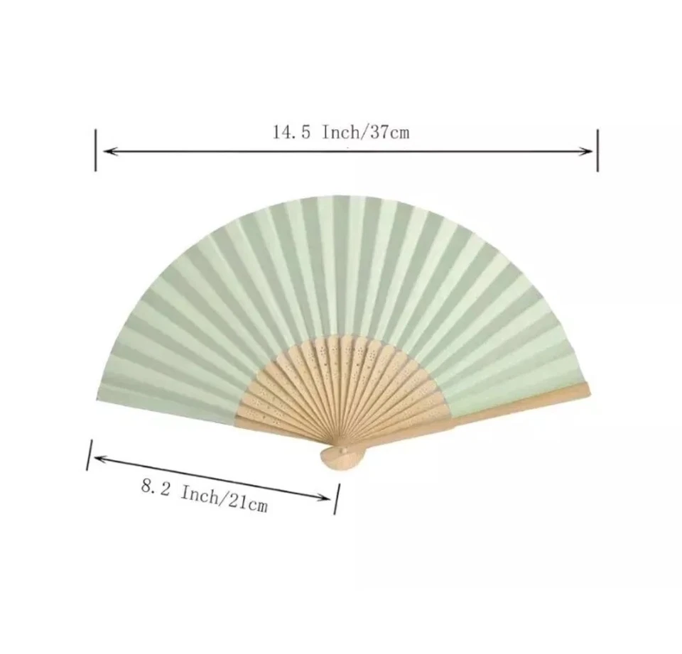 Ventilador de mano de papel de 12 piezas Ventilador plegable de mano de bambú Ventilador de papel decorativo 14,5" W  Foto 2 de 3