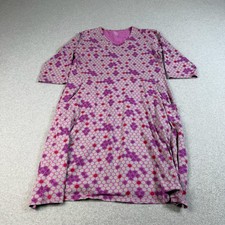 Svaha Dress Women Large Purple Polka Dot 3/4 Sleeve Pocket Jersey Organic Cotton