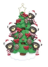 PERSONALIZED Bears in Tree Family of 3,4 & 5 Christmas Ornament + Gift Bag