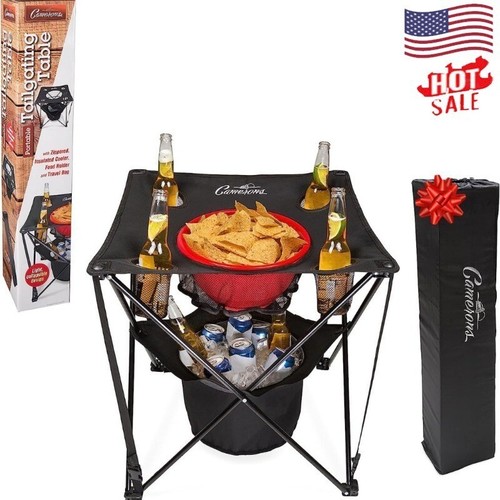 All-in-One Tailgating Table Collapsible Folding Camping Table W/Insulated Cooler - Picture 1 of 9