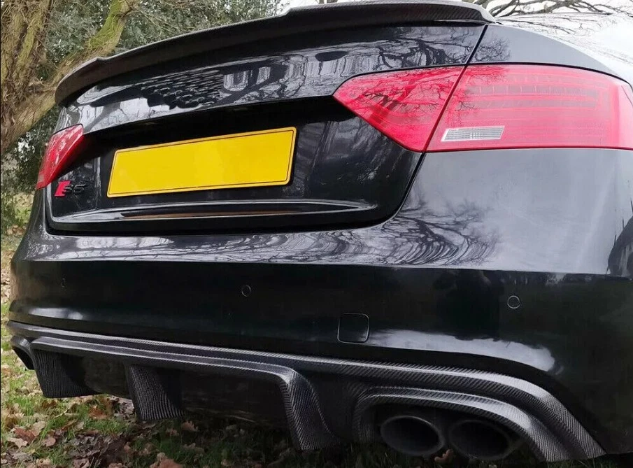 Alerón difusor labial parachoques trasero de fibra de carbono para Audi A5 Sline S5 cupé 2012-17 Foto 2 de 4