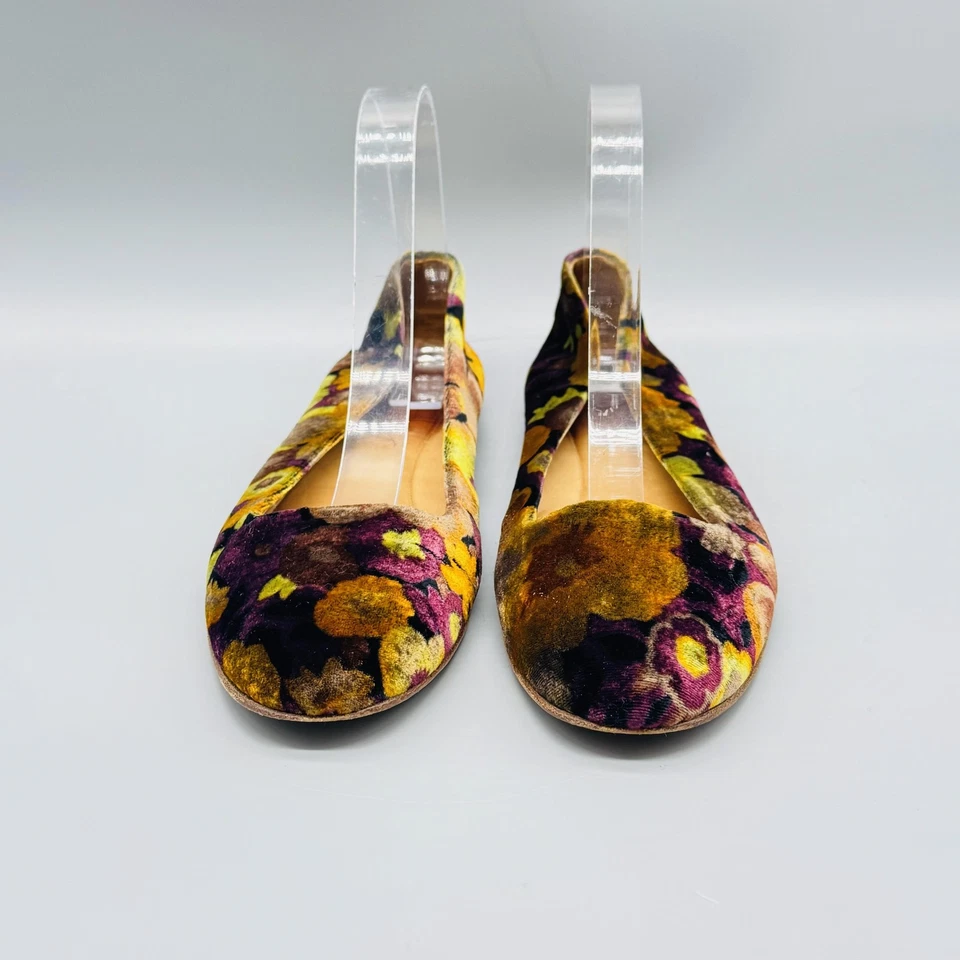Vicini Shoes Womens 7.5 Multicolor Velvet Floral Ballet Flats Slip On Round Toe - Image 3 of 4