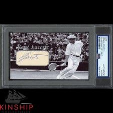 Rene Lacoste signed Cut 3x5 Custom Card PSA DNA Slab Tennis Auto C4823