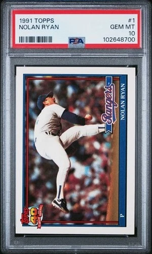 PSA GEM MT 10 💎 1991 TOPPS #1 NOLAN RYAN dead center HOF low pop FRESH SLAB qty