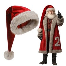 1 Pcs Deluxe Santa Hat for Adults Velvet Comfort Extra Thicken Fur Christmas