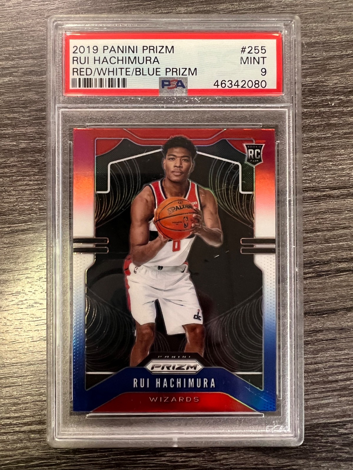 2019 PANINI PRIZM RUI HACHIMURA #255 PSA 9 ROOKIE CARD RC Red White Blue LAKERS