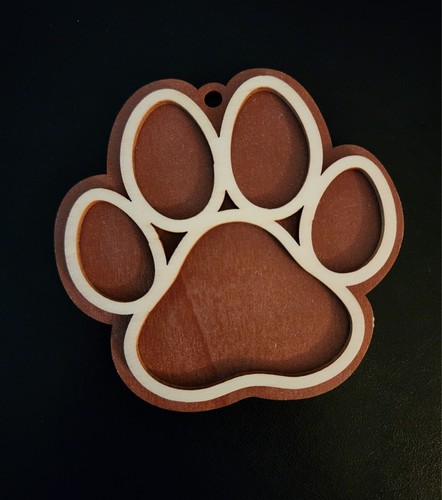 Pet Christmas Ornament Paw Print Dog Brown Wood Holiday Decor Tree Decoration - 第 1/2 張圖片