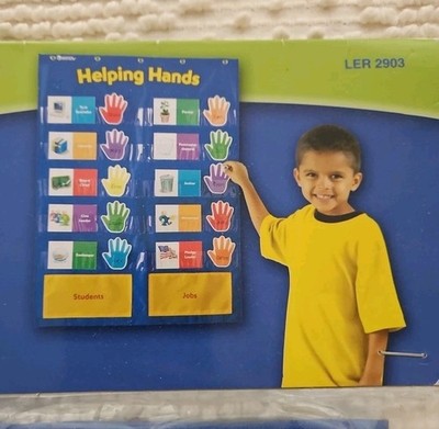 NEW Learning Resources Helping Hands Pocket Chart 40 Card Classroom 22'' X 29.5''