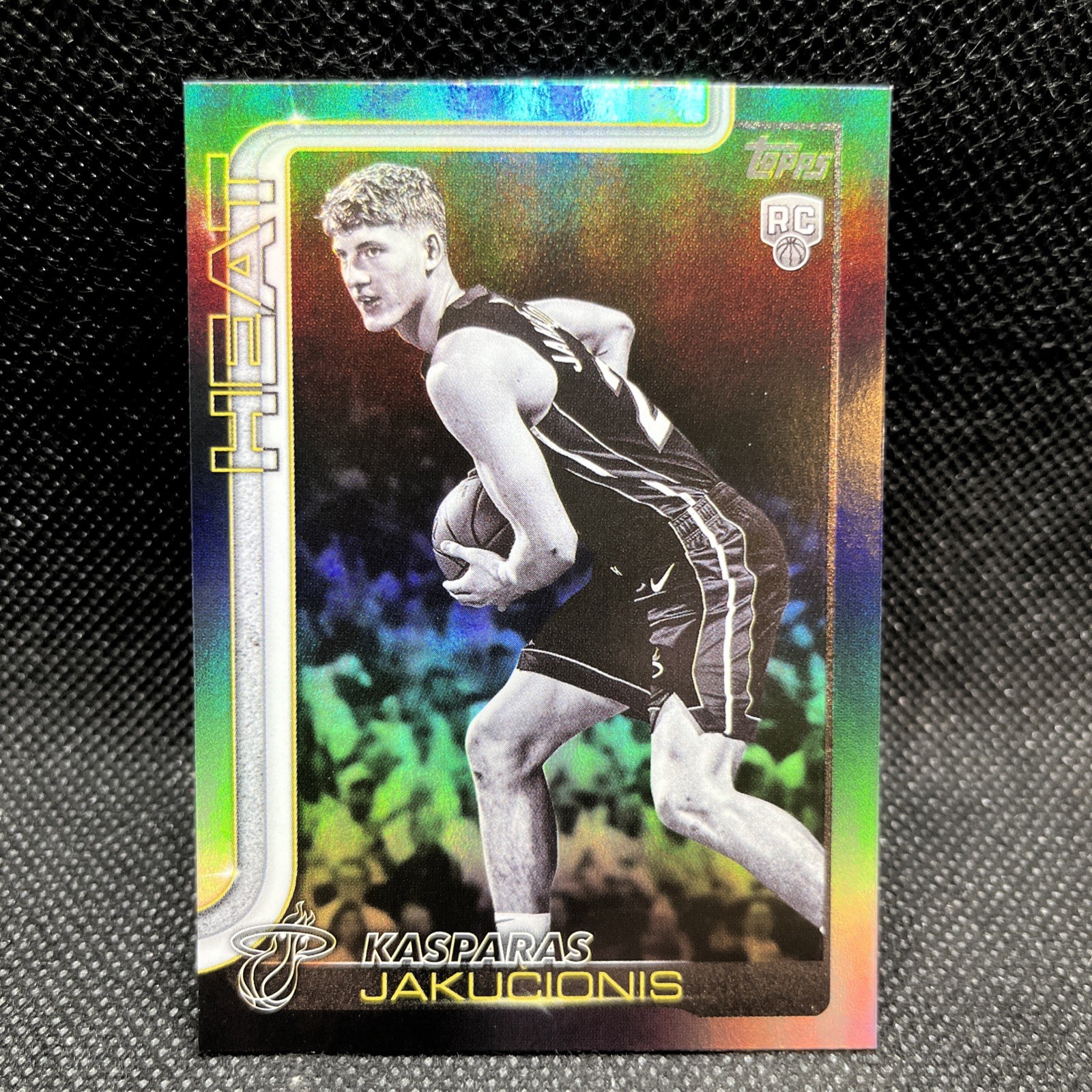 2025-26 Topps Kasparas Jakucionis #220 Blackout Black Friday Miami Heat RC