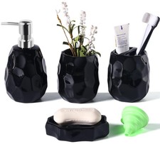 Ceramic Bathroom Accessories Set 4 PCS,Bathroom Toothbrush Holder Set,Soap an...