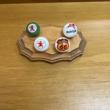 Texaco, Phillips 66, Mobil Gas Lot Oil, Gas Marble Set With Wood Stand