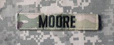 Military Patch US Army Name Tape MOORE OCP Authentic Hook and Loop USED