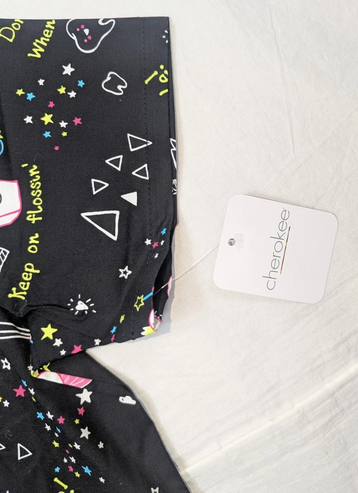 Cherokee NWT Dental Hygienist Dentist Smile Black Scrub Top Women's Small - Image 4 of 4