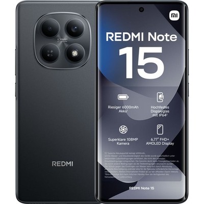 Xiaomi REDMI Note 15 128 GB Black Dual SIM Smartphone Handy Mobiltelefon