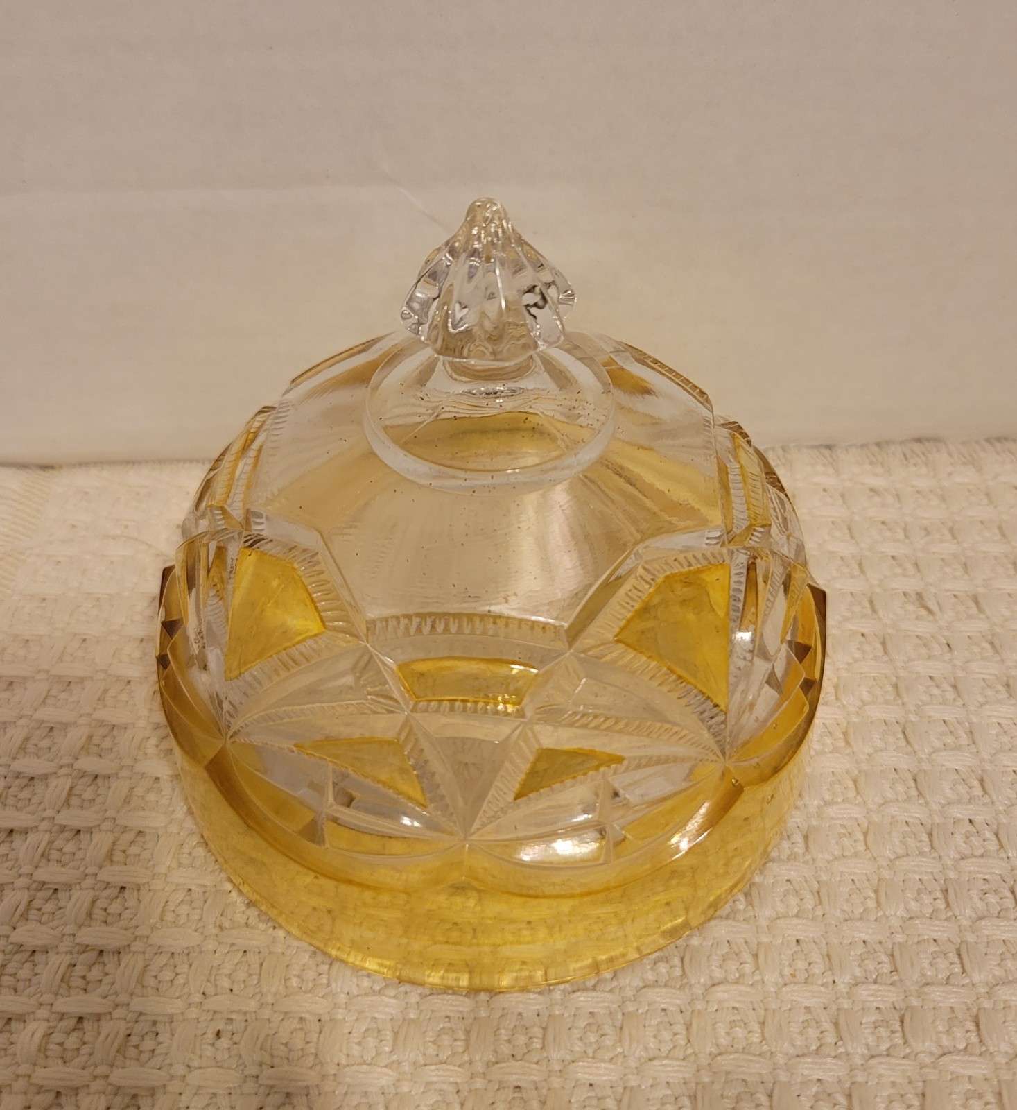 Vintage Eapg Yellow Stain Rounded Butter Dish Lid