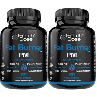 Health Dose Fat Burner PM. Sleep Aid & Brain Function Boost. 60 gels. Pack of 2