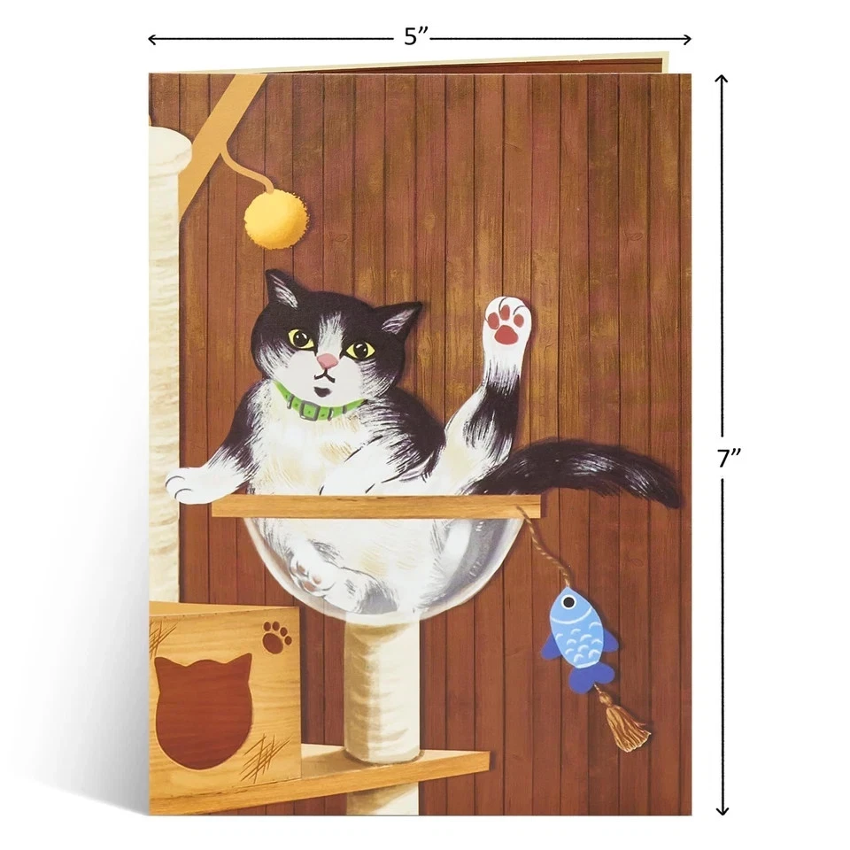 Tarjeta emergente árbol gato, gatos divertidos, regalos de felicitación 3D para 5x7 Foto 2 de 3