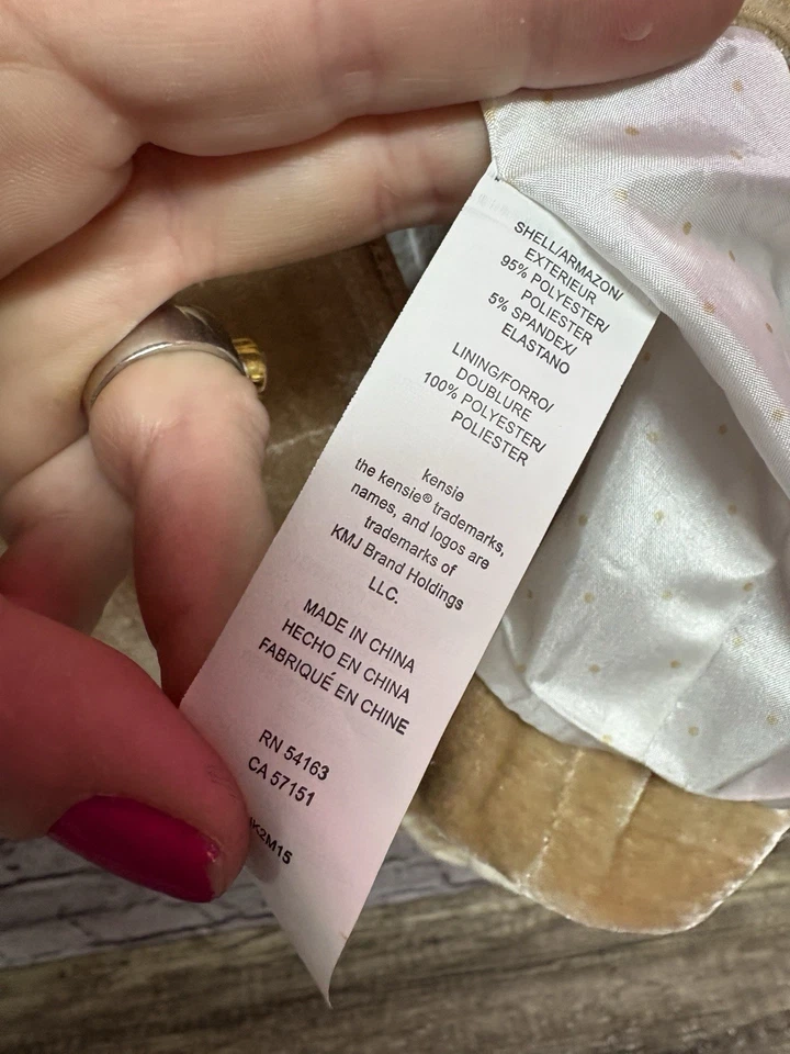 Kensie Women’s Tan Velvet Blazer Size M Button Frt Fall Boho - Image 3 of 4