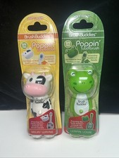 2 PACK Brush Buddies Poppin' Kids Toothbrush COW FROG--NEW