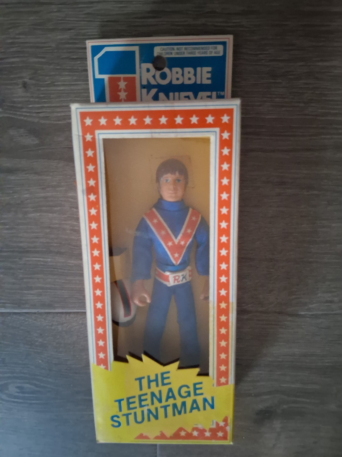 EX+ ORIGINAL ROBBIE KNIEVEL STUNT CYCLE EVEL FIGURE STILL AT