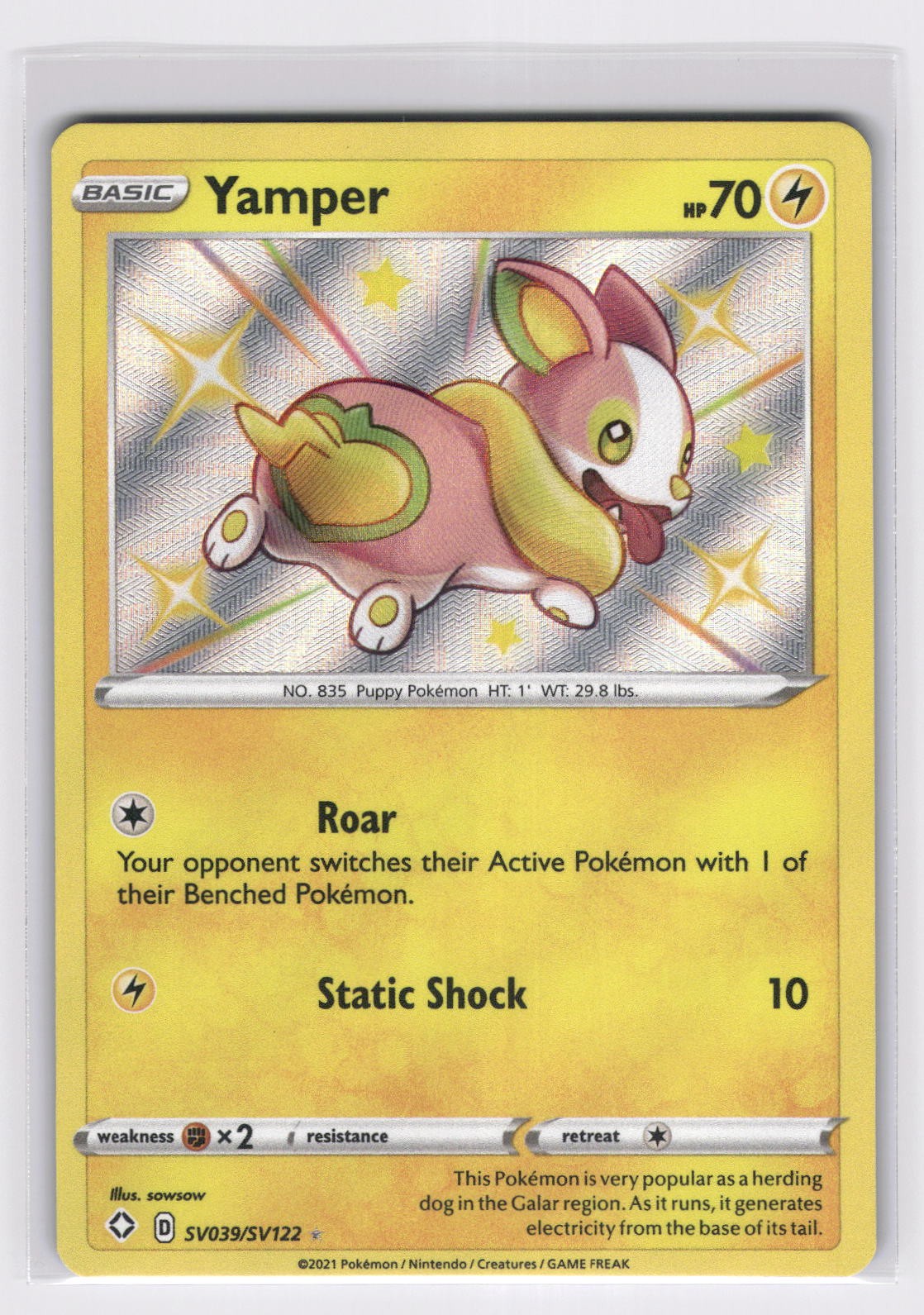 Yamper SV039/SV122 - Shiny Rare Shining Fates Shiny Vault Pokemon NM