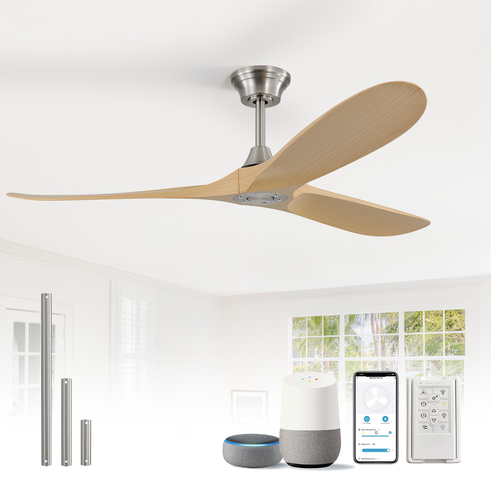 Ceiling Fan With Remote & Smart App Control & Reversible Dc