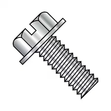 #10-32 x 1/2 in Slotted Hex Machine Screw, Plain Steel, 3000 PK, 1108MSW188