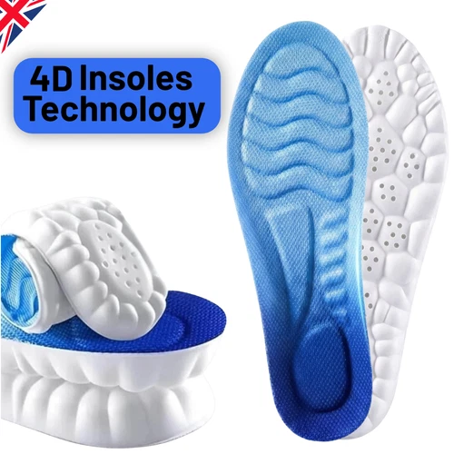 5D Memory Foam Orthopaedic Massage Insoles For Shoes Women Men UK Size 4-13