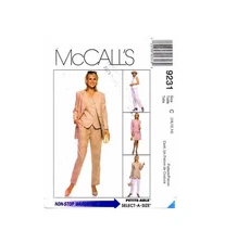 McCalls Sewing Pattern 9231 Jacket Vest Pants Skirt Suit Set Miss Size 10-14