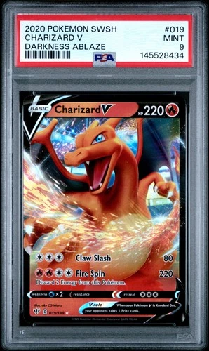 2020 POKEMON SWORD & SHIELD DARKNESS ABLAZE #019 CHARIZARD V PSA 9