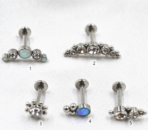 50pc 16G Lip Labret Bar Opal Gems Ear Helix Daith Tragus Body Piercing Jewelry - Picture 14 of 14