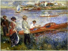 River Boat People Claude Monet Tile Mural Kitchen Wall Backsplash Marble Ceramic