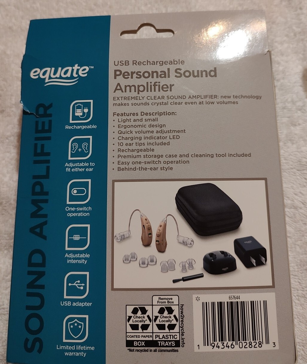 Equate USB Rechargeable Digital Hearing Amplifier for sale online eBay