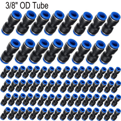 3/8'' OD Tube Pneumatic Straight Union Connector Push Connector Air Fittings USA