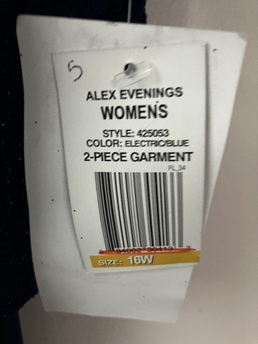 New W Tags Alex Evenings Plus 1X 16W Electric Blue 2 Piece Formal Dress W/Jacket - Picture 5 of 12