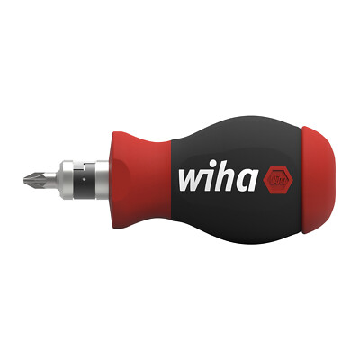 WIHA Schraubendreher Stubby, mit Bit Magazin und 7 Doppelbits