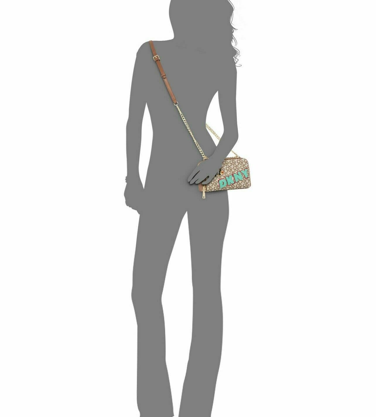 DKNY Felicia Double Zip Leather Crossbody Shoulder Handbag for sale