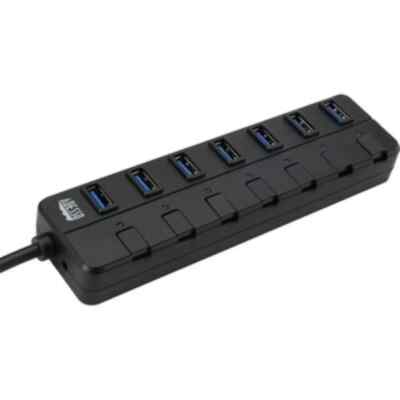 Adesso External 7-Port USB 3.0 Hub with Individual Power Switch & Power Adapter