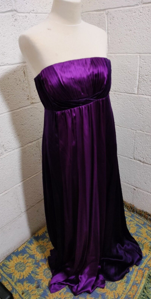 Monsoon Purple Silk Strapless Long Prom Bridesmaid Dress Size 12 New With  Tags! | eBay UK