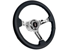 1967-68 Chevy Camaro Black Leather Chrome Spokes Steering Wheel Kit Tri Bar
