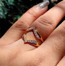 Round Simulated Diamond Enhancer Engagement Ring Guard 14k Yellow Gold Plated