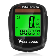 WEST BIKING Wireless Cycle Computer Waterproof Solar Energy Bicycle Speedometer