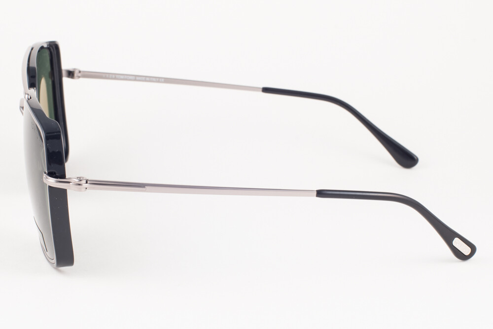 Tom Ford Lionel Unisex Square Sunglasses - Black Frames with Green