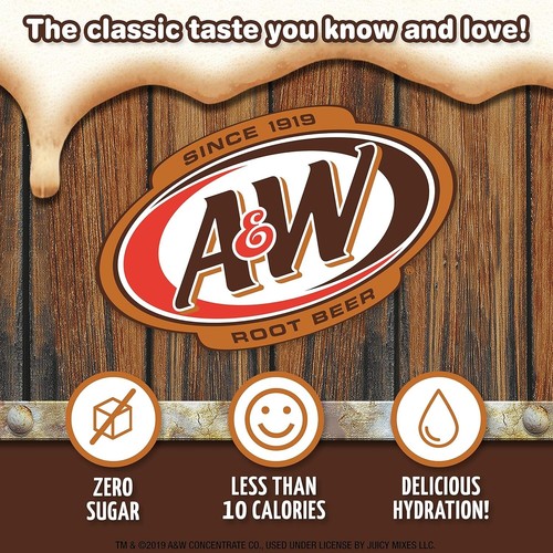 A&W, Root Beer Powder Drink Mix 6 Count (Pack of 12) Sugar Free